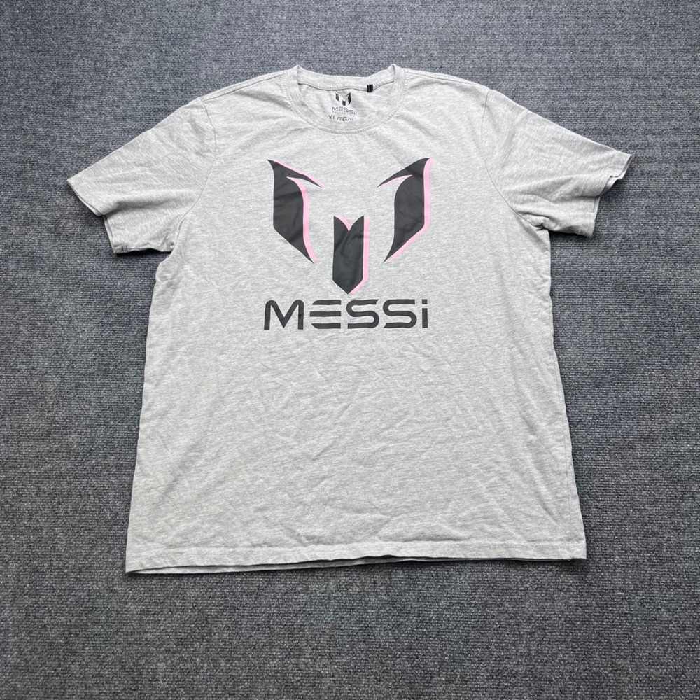 Messi Soccer Graphic Logo Heather Gray Short Sleeve Tee